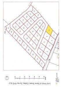 Property for sale by Auction A detailed survey map of a residential area with numbered plots. The plots are outlined in red, with Plot 10 highlighted in yellow. Roads border the survey area, including Find Road and Stane Street. The Land Adjacent to Stane Cottage features various shapes and sizes within a large, irregular perimeter. Presented by World of Auctions