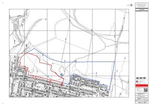 Map showcasing residential and undeveloped land sections, including a block of premodernity agricultural land at Dunoon in Scotland with significant hope value. This map features grid lines, various plots, and a street network in the lower section. Available for sale by auction with World of Auctions.
